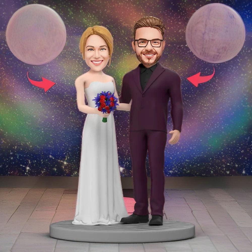 Wedding With Red Suit Custom Bobblehead With Engraved Text