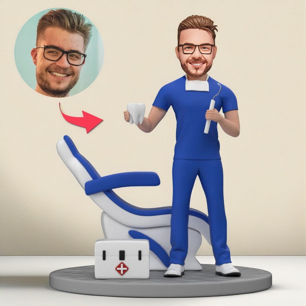 Custom Bobbleheads for Male Dentist with Engraved Text