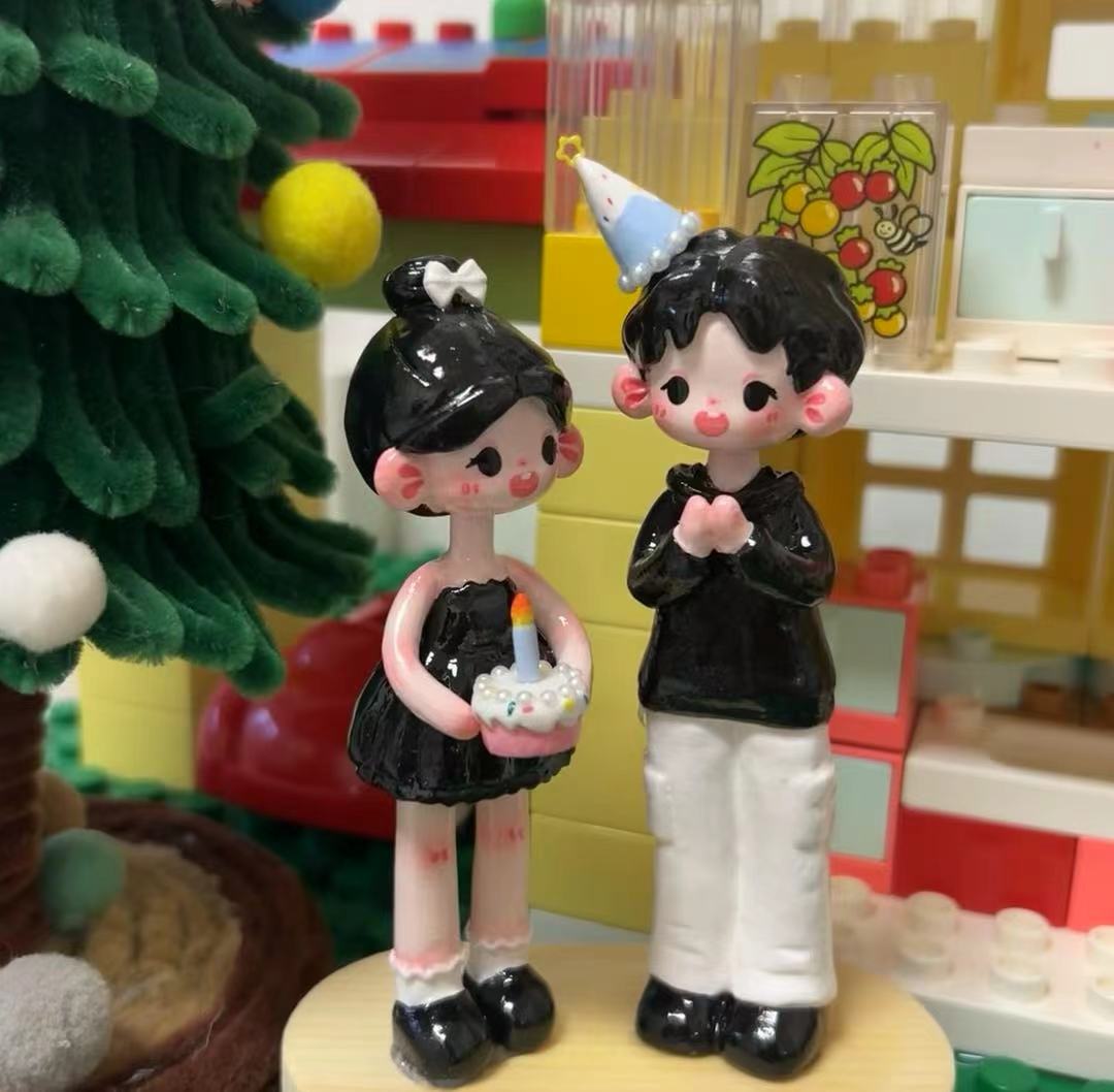 (Super cute mouth-less style) Valentine's Day gift Q version full-body custom couple doll