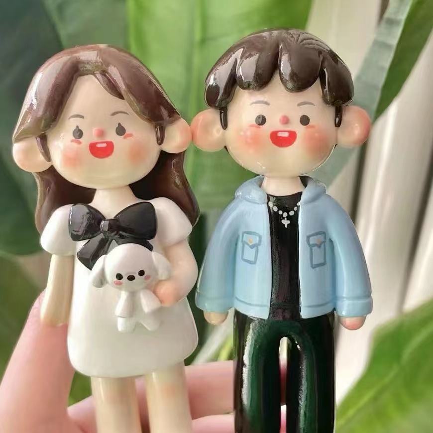 (Super cute mouth-less style) Valentine's Day gift Q version full-body custom couple doll