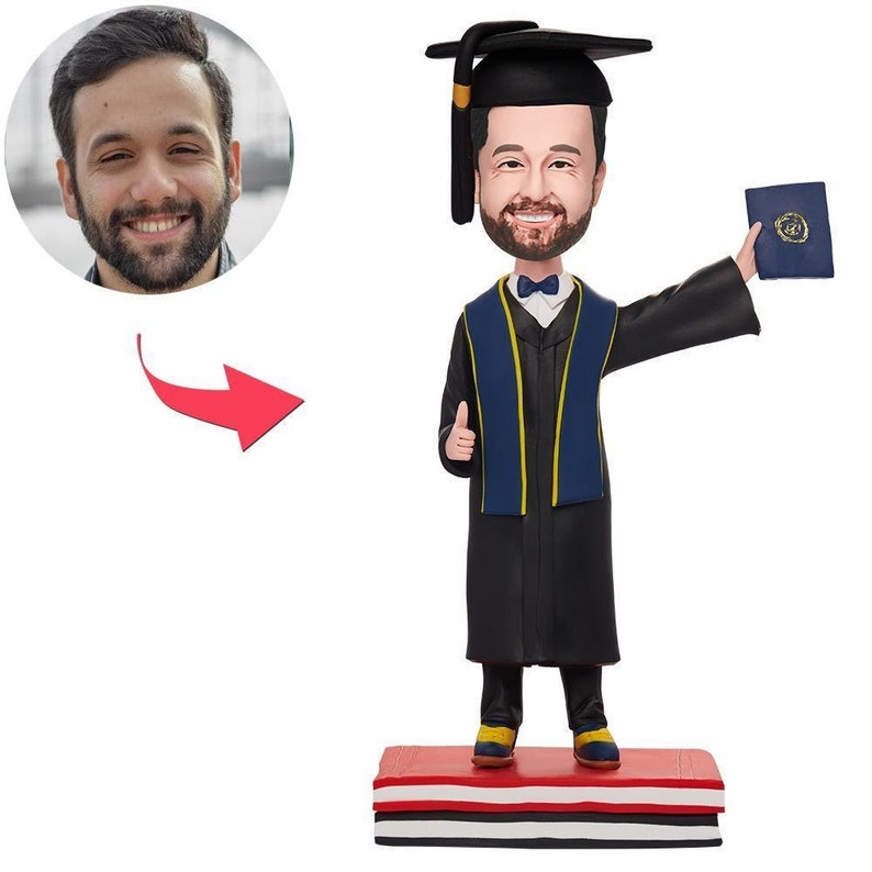 Fully Body Customizable graduation 1 Person Custom Bobbleheads With Engraved Text