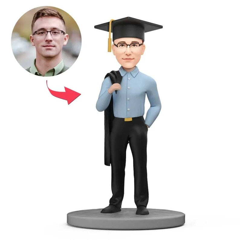 Fully Body Customizable graduation 1 Person Custom Bobbleheads With Engraved Text