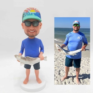 Fully Body Customizable Fishing 1 Person Custom Bobbleheads With Engraved Text