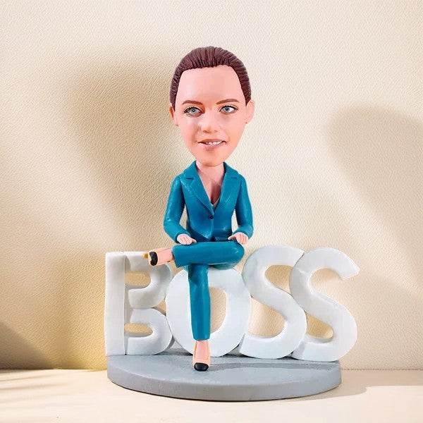 Domineering Lady Boss WORLD BEST BOSS Custom Bobblehead with Engraved Text