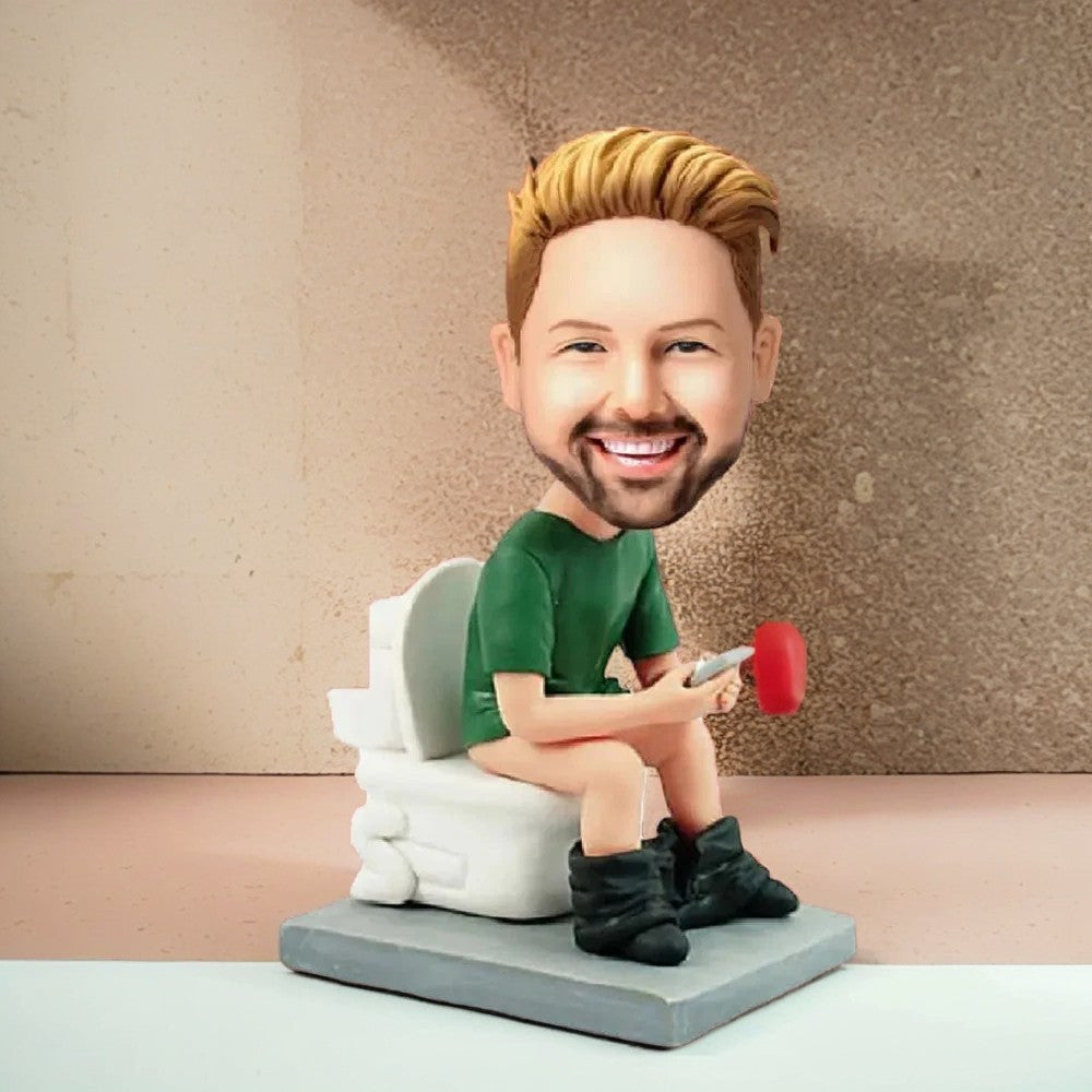 The Man On The Toilet Custom Bobblehead With Engraved Text