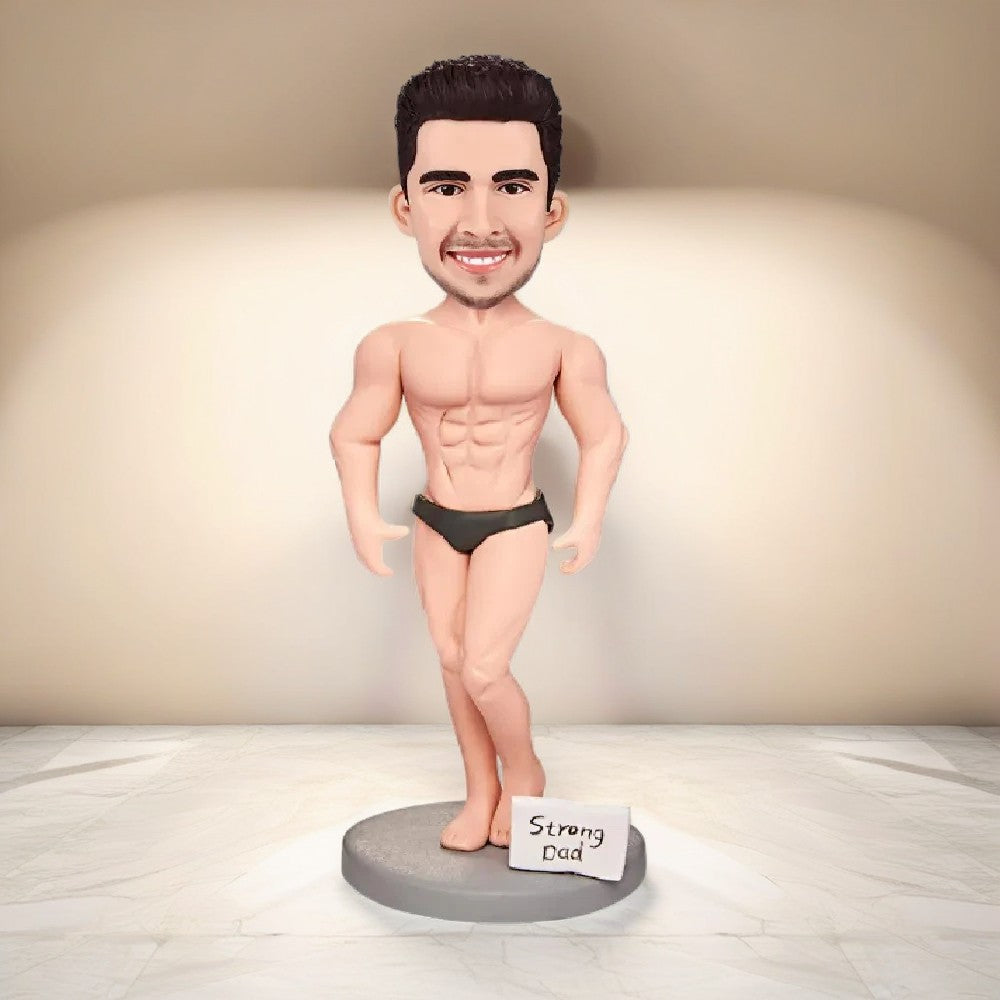 Personalized Muscle Daddy Custom Bobblehead with Engraved Text