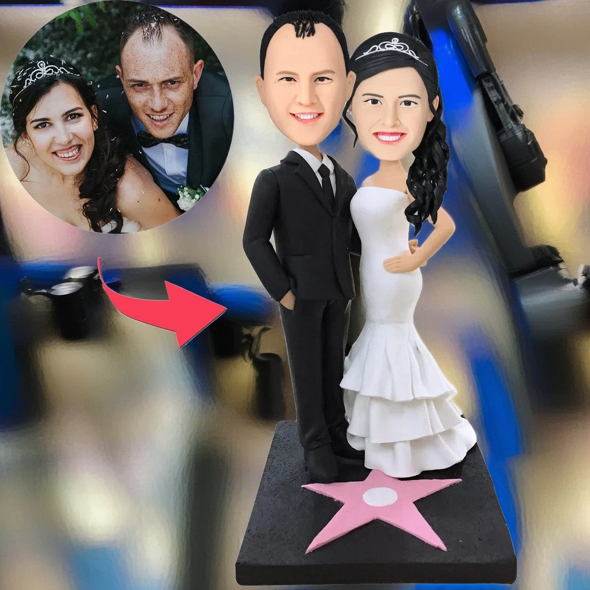 Walk of Fame Couple Custom Bobblehead With Engraved Text