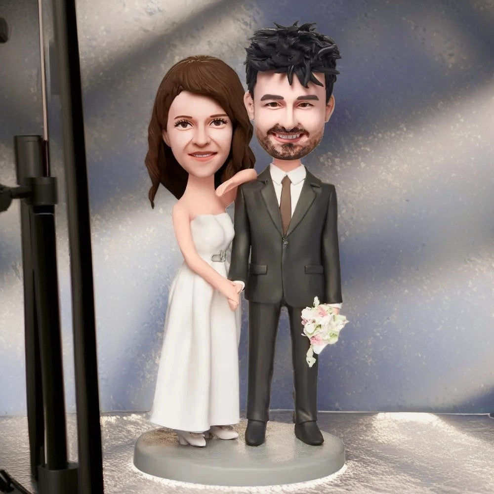 Wedding Gift Intimate Couple Custom Bobblehead with Engraved Text