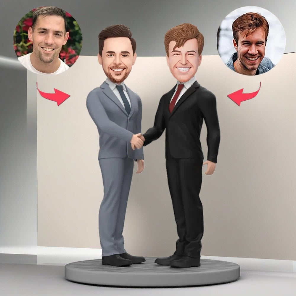 Custom Bobblehead Business Partners Shaking Hands