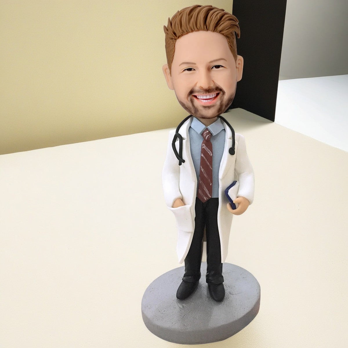 Doctor With Stethoscope Custom Bobblehead With Engraved Text