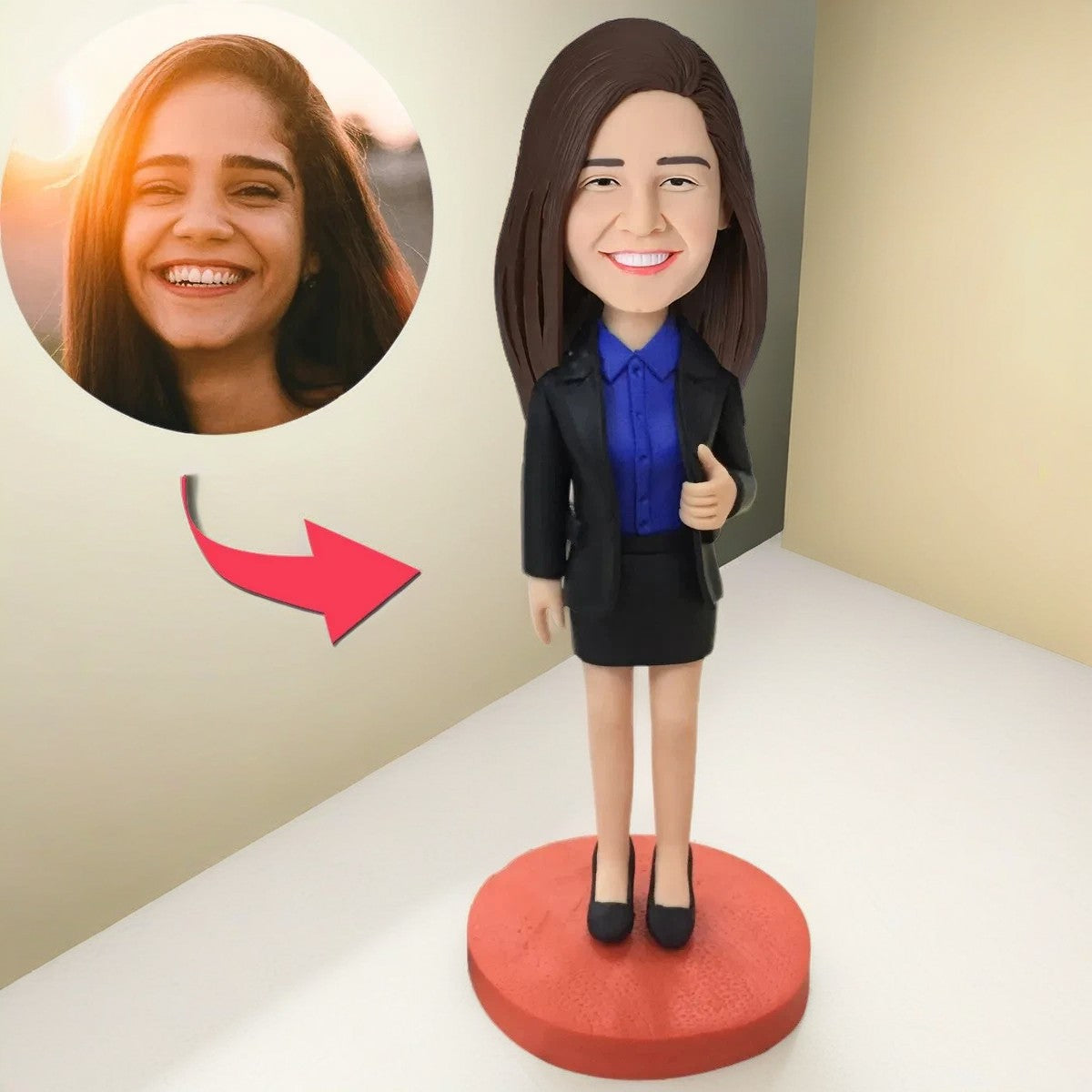 Female Executive Custom Bobblehead With Engraved Text