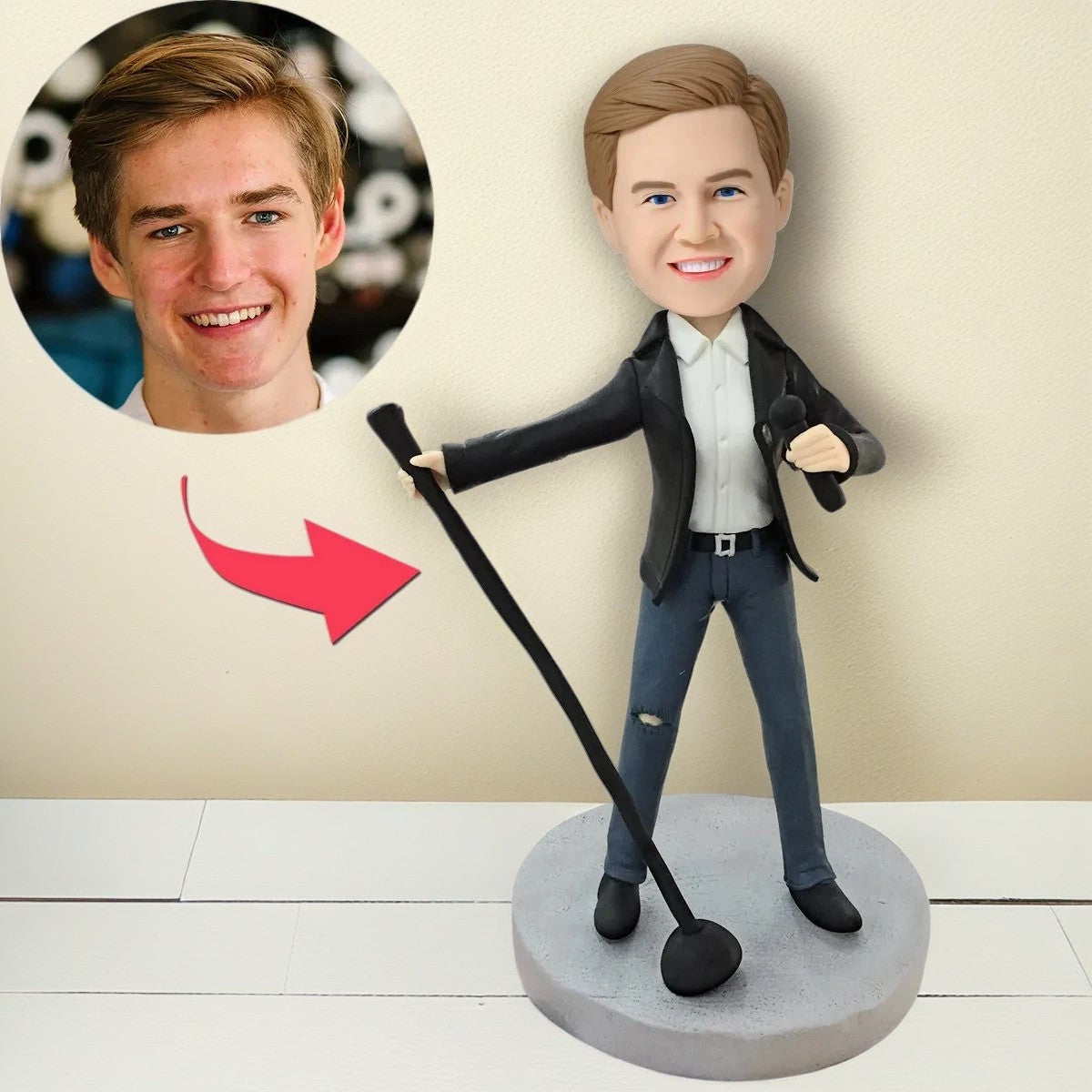 Lead Singer Custom Bobblehead With Engraved Text