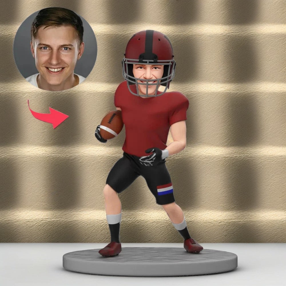 Custom Bobblehead American Football Kicker Dodging with A Ball