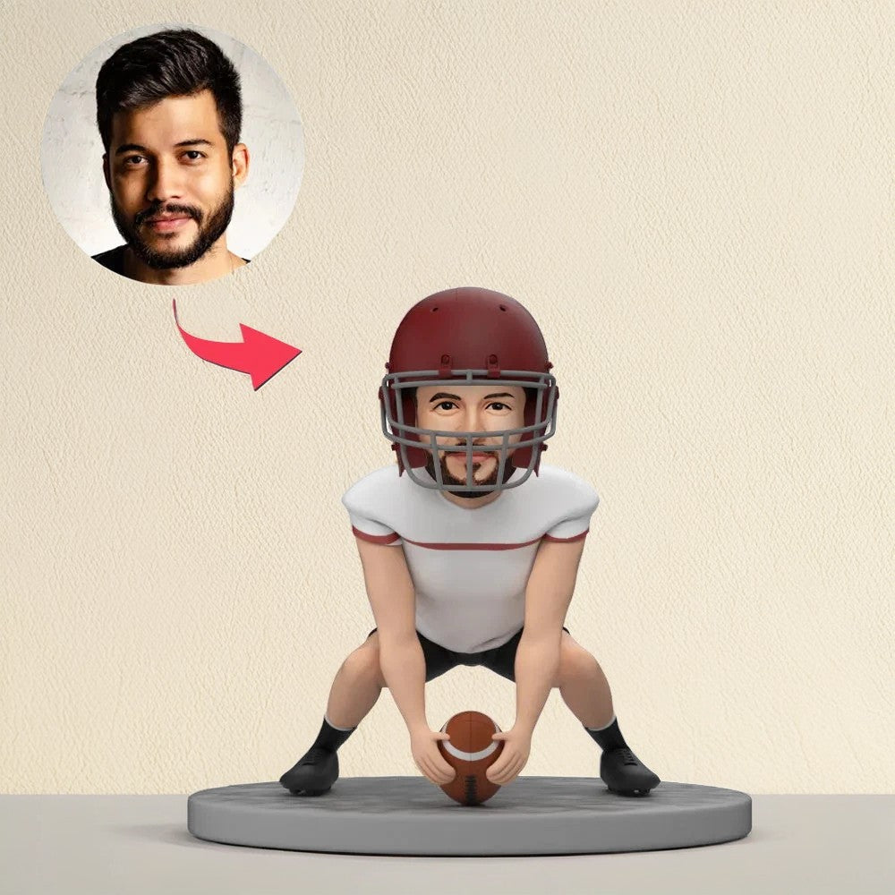 American Football Kicker Bobblehead Custom Player's Face Player Ready to Compete