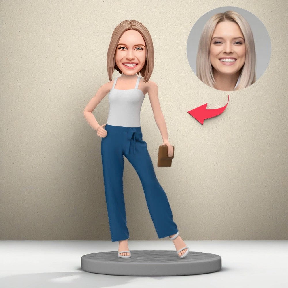 Custom Bobbleheads Fashion & Modern Lady with Engraved Text Gifts for Mom