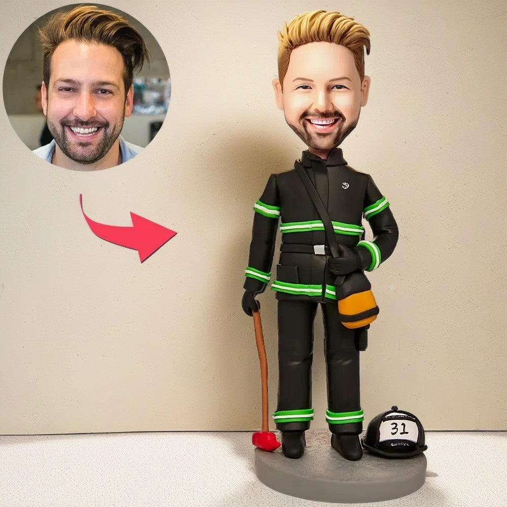 Firefighters Custom Bobblehead With Engraved Text