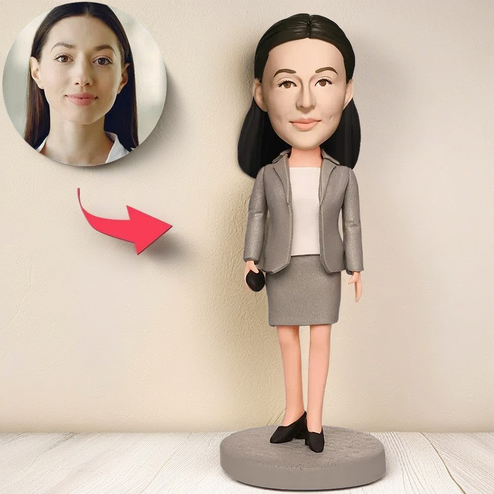 Business Woman Custom Bobblehead With Engraved Text