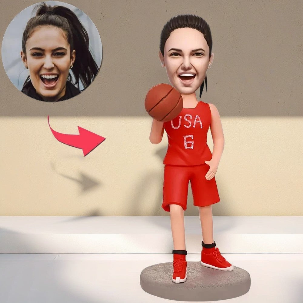 Female Basketball Player Custom Bobblehead With Engraved Text