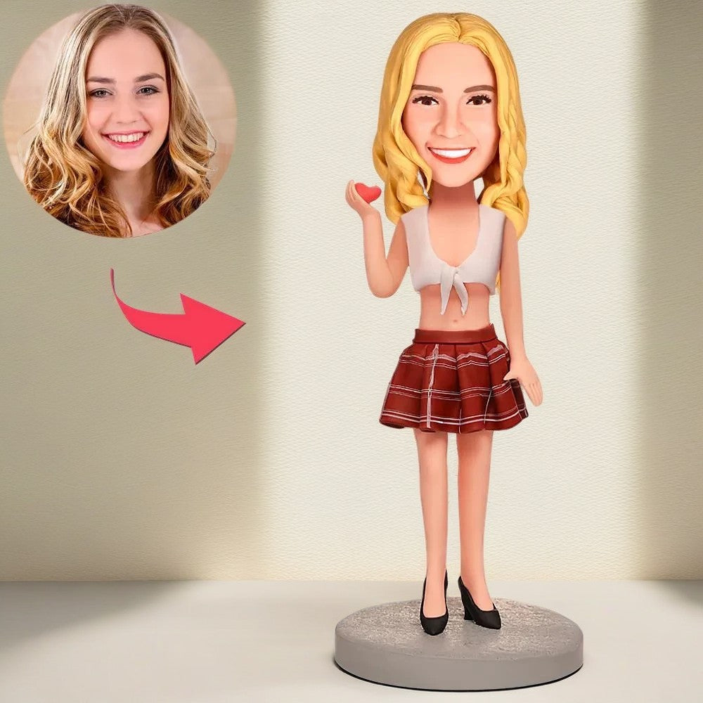 Sexy Skirt Girl Custom Bobblehead With Engraved Text