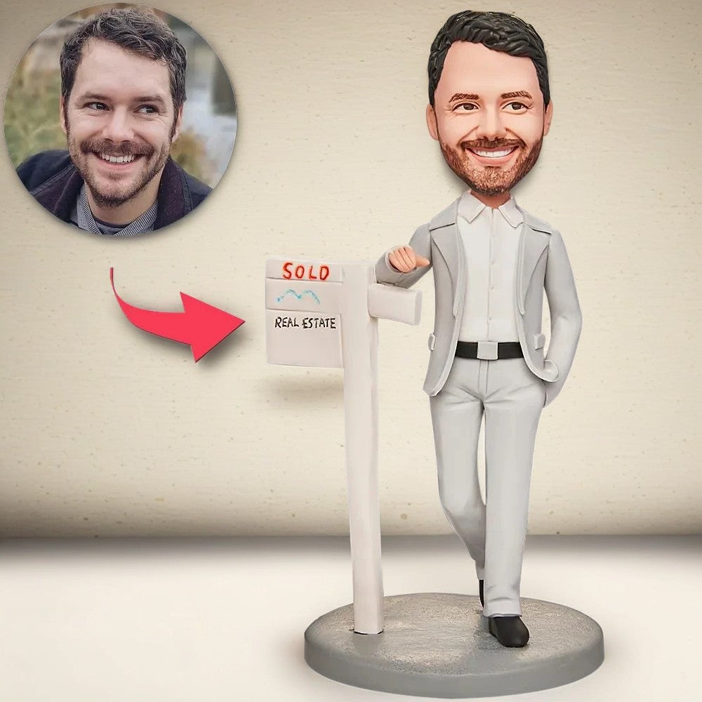 Real Estate Agent Custom Bobblehead With Engraved Text