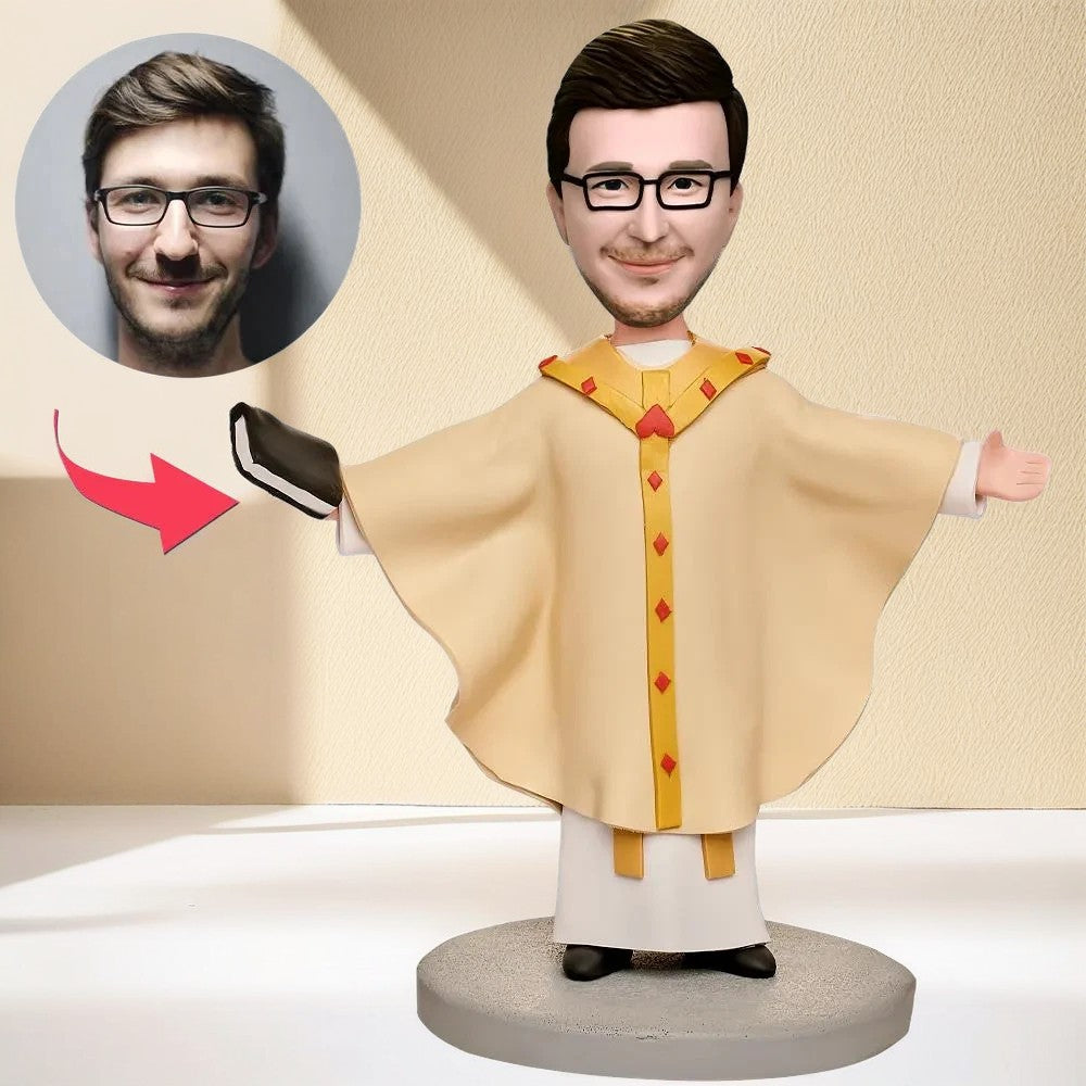 Religious Priest Custom Bobblehead With Engraved Text