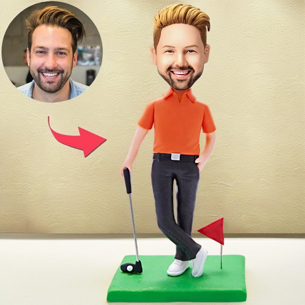 Custom Bobblehead Golf Course Man With Engraved Text