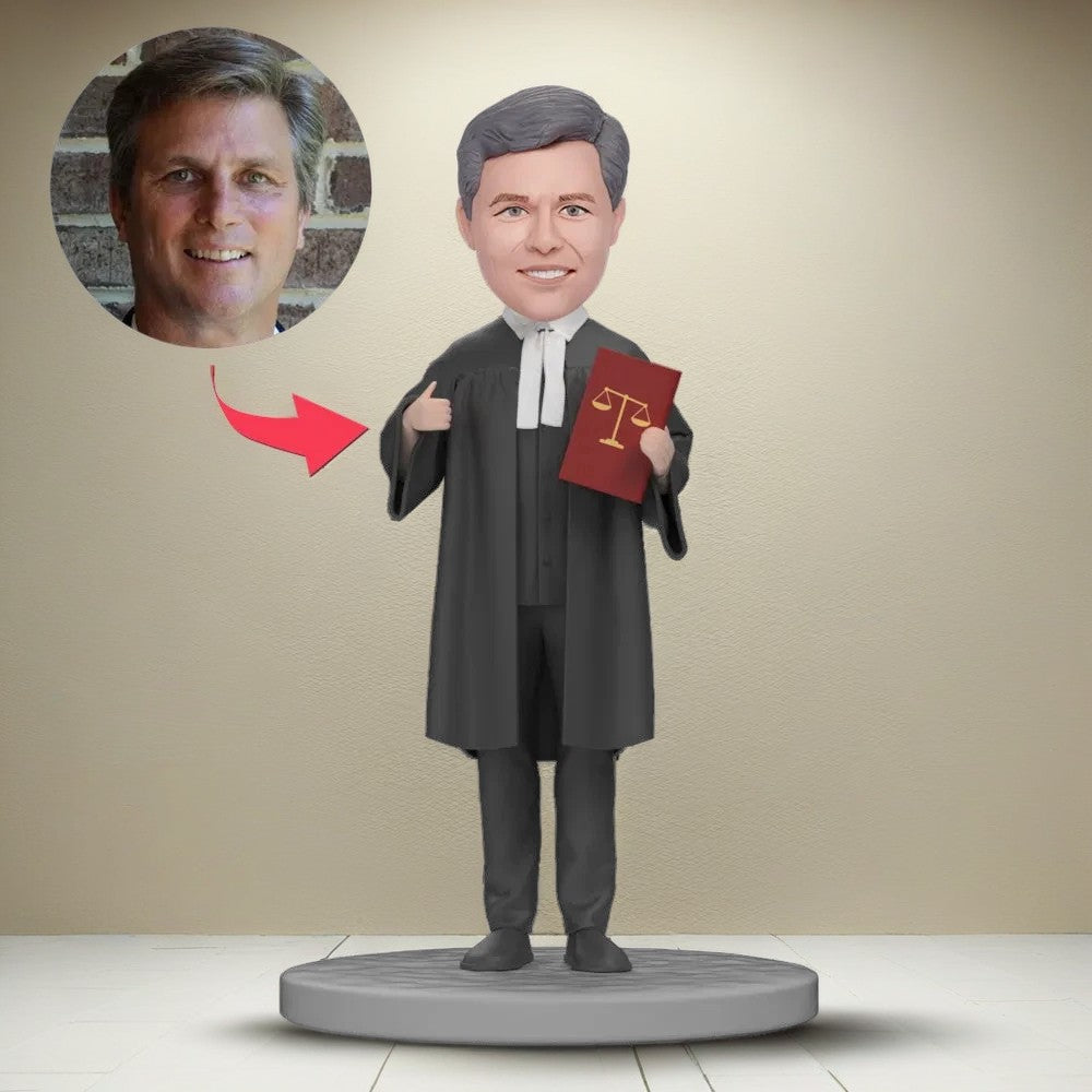 Lawyer Black Robe Fairness and Justice Custom Bobblehead Engraved with Text