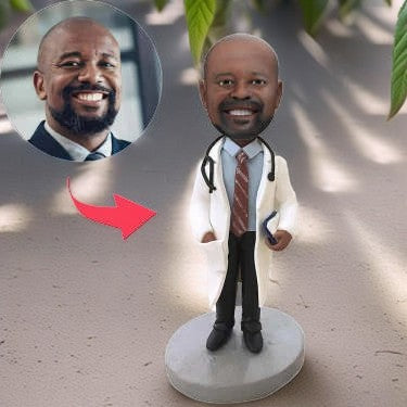 Doctor with stethoscope Custom Bobblehead Engraved with Text