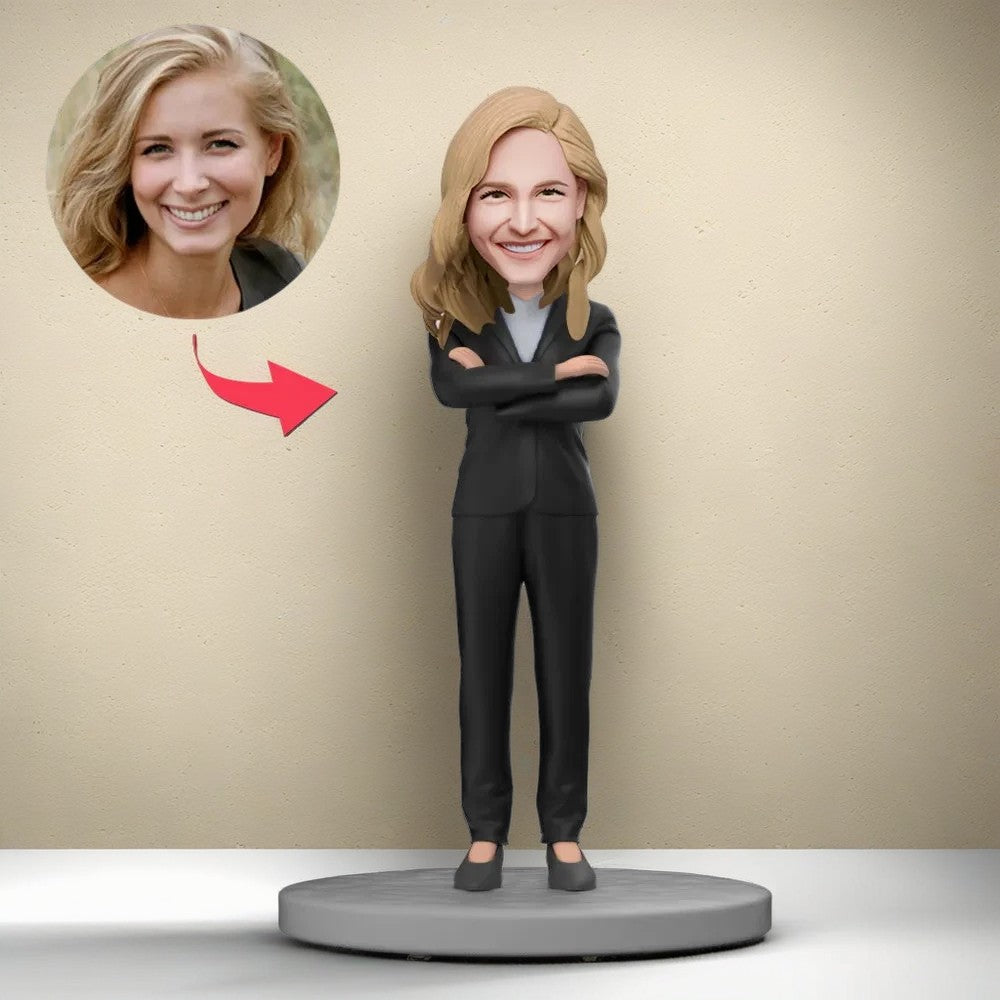 Office Lady Custom Bobblehead with Engraved Text