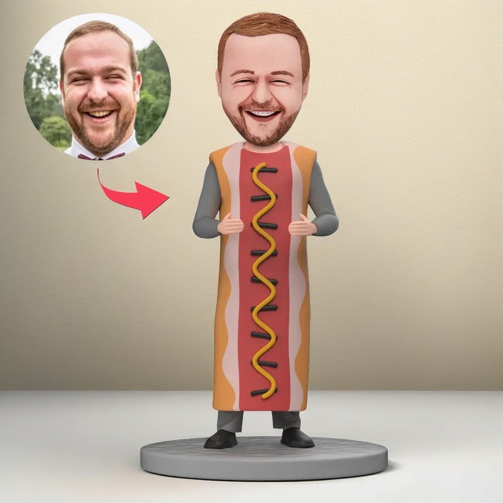 Hot Dog Man Custom Bobblehead With Engraved Text