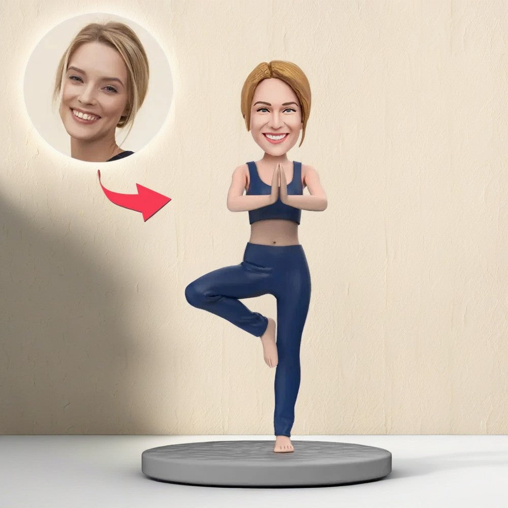 Yoga Teacher Custom Bobblehead With Engraved Text