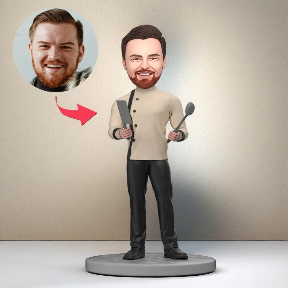 Five Star Chef and Tools Custom Bobblehead With Engraved Text