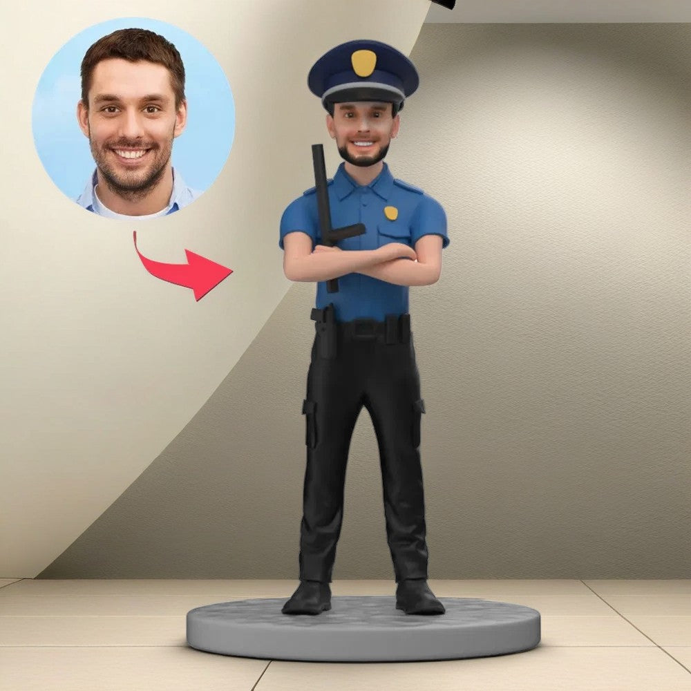 Policeman With Baton Custom Bobblehead With Text