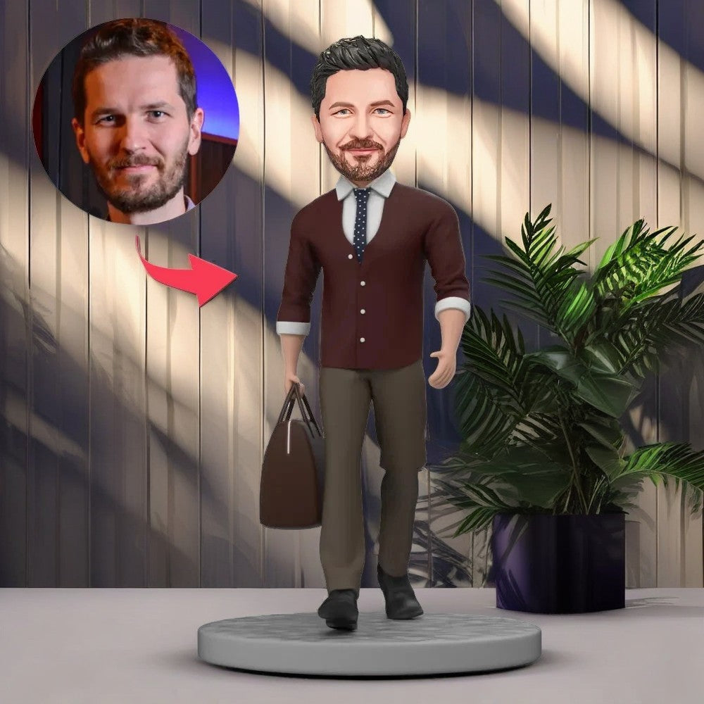 Fashionable Man Custom Bobblehead Holding Bag