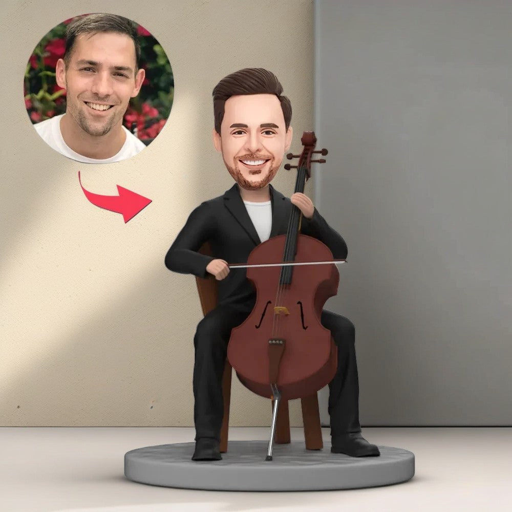 Custom Bobblehead Cellist/Cello Enthusiast Playing Music