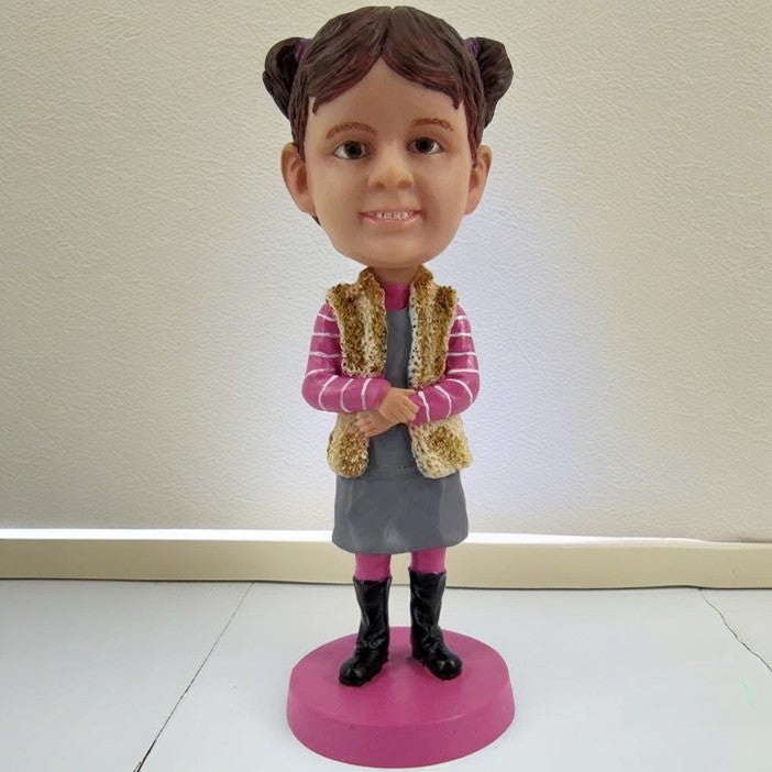 Cute Girl Custom Bobblehead With Engraved Text