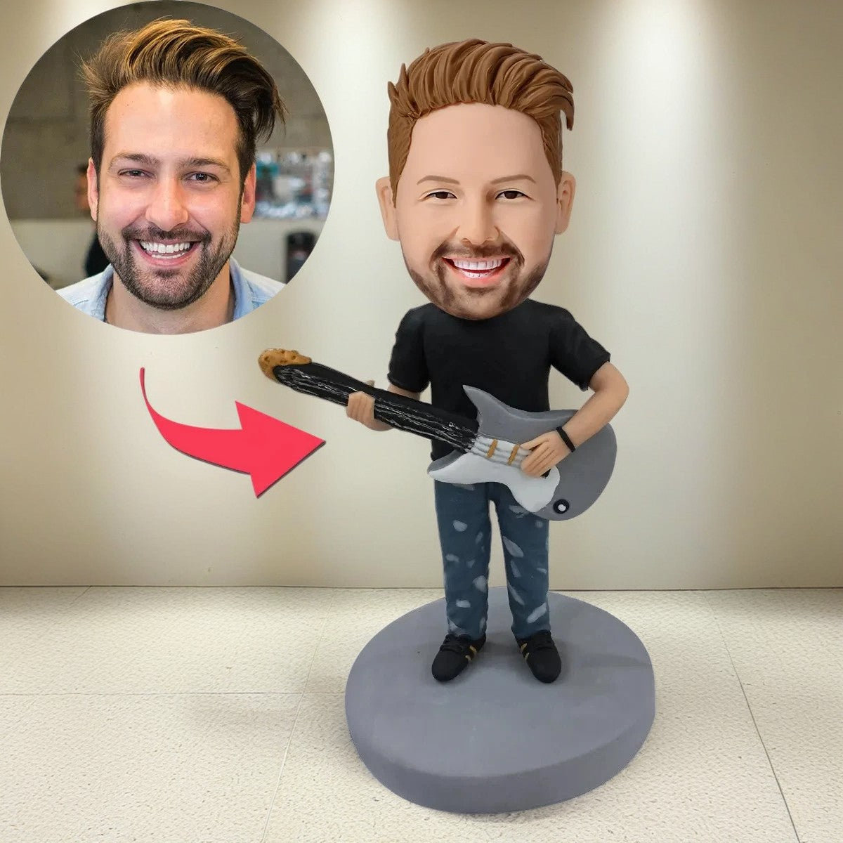 Guitar Man Custom Bobblehead With Engraved Text