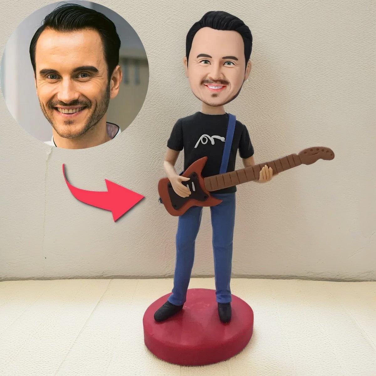 Guitar Player Custom Bobblehead With Engraved Text