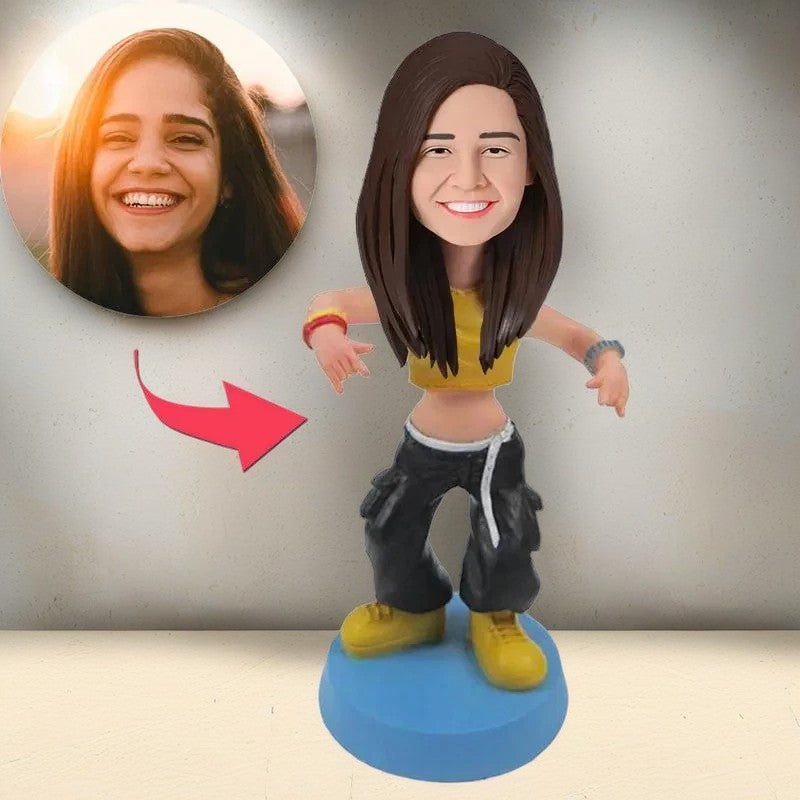 Woman Dancing Custom Bobblehead With Engraved Text