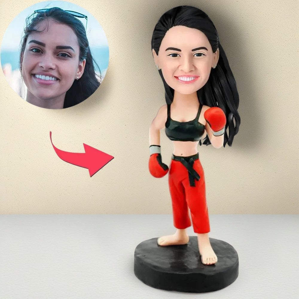 Female Boxer Custom Bobblehead With Engraved Text