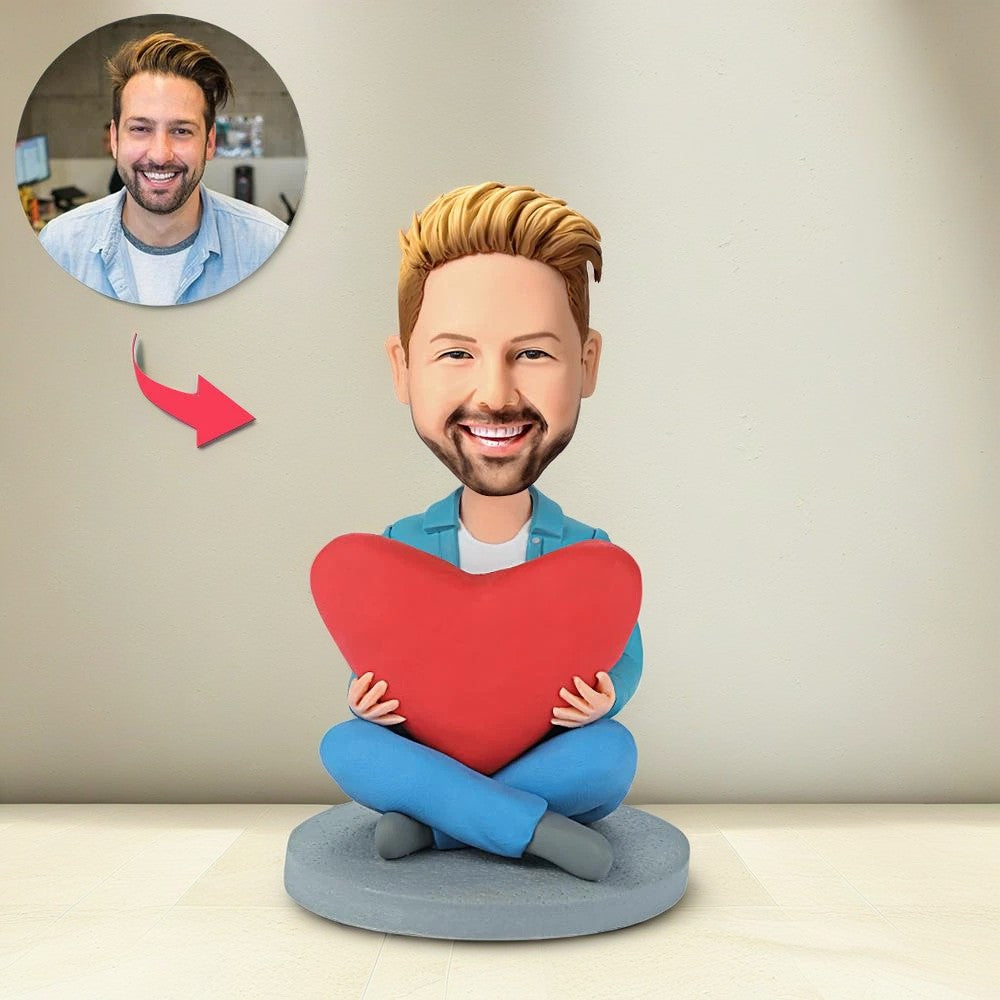 Heart Man Custom Bobblehead With Engraved Text