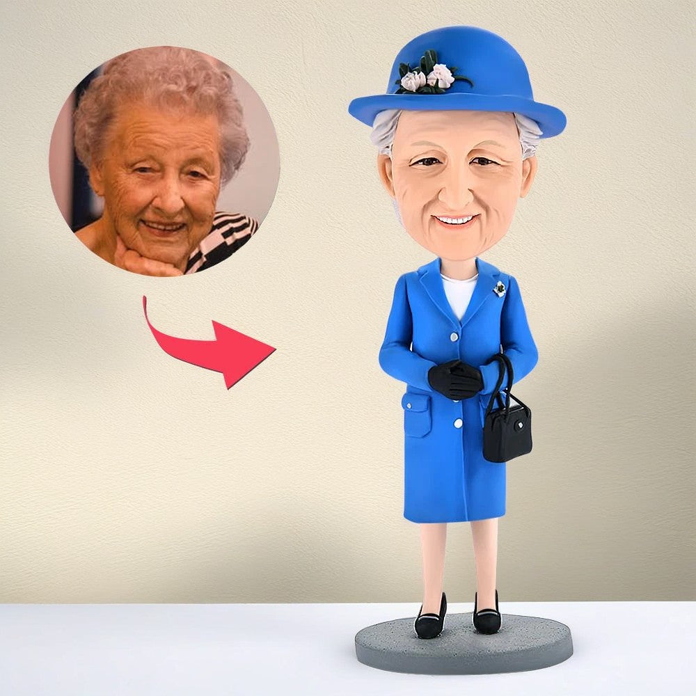 Queen Mum Custom Bobblehead With Engraved Text