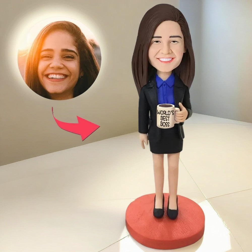 Female Boss Custom Bobblehead With Engraved Text