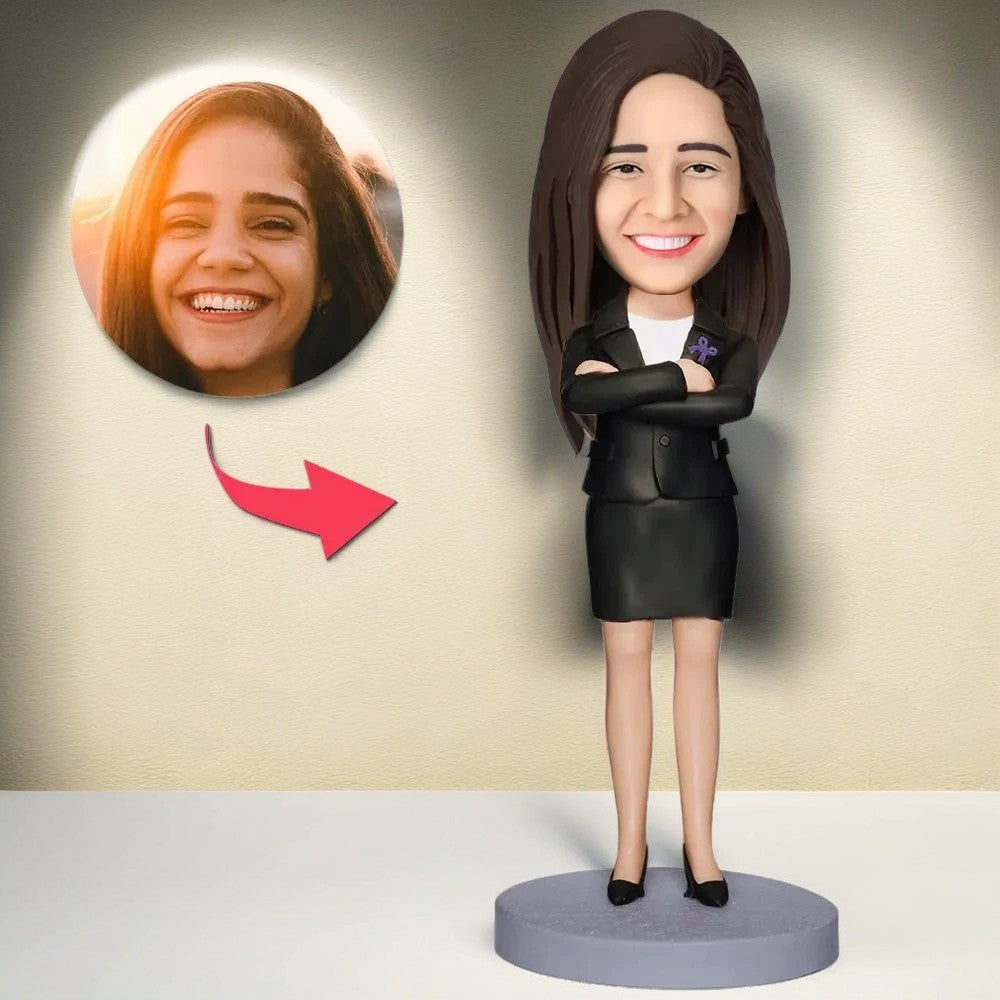 Executive Woman Custom Bobblehead With Engraved Text