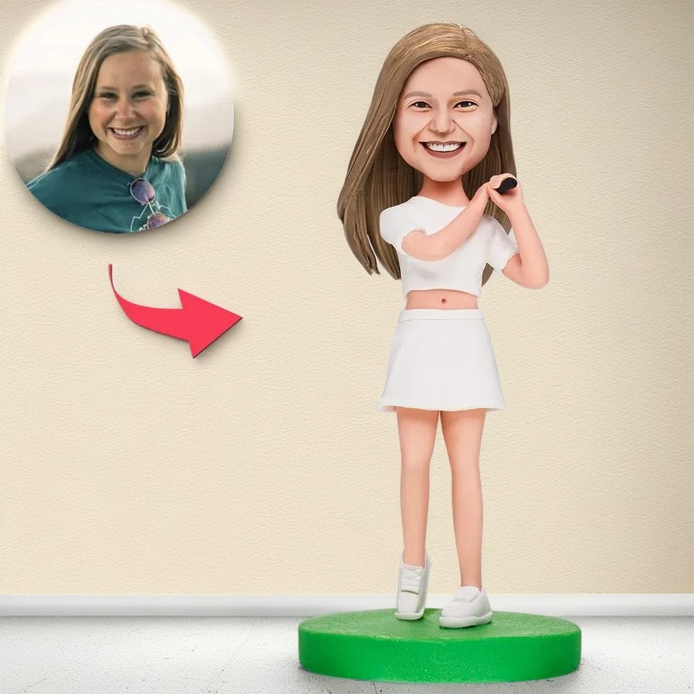 Female Golfer Custom Bobblehead With Engraved Text