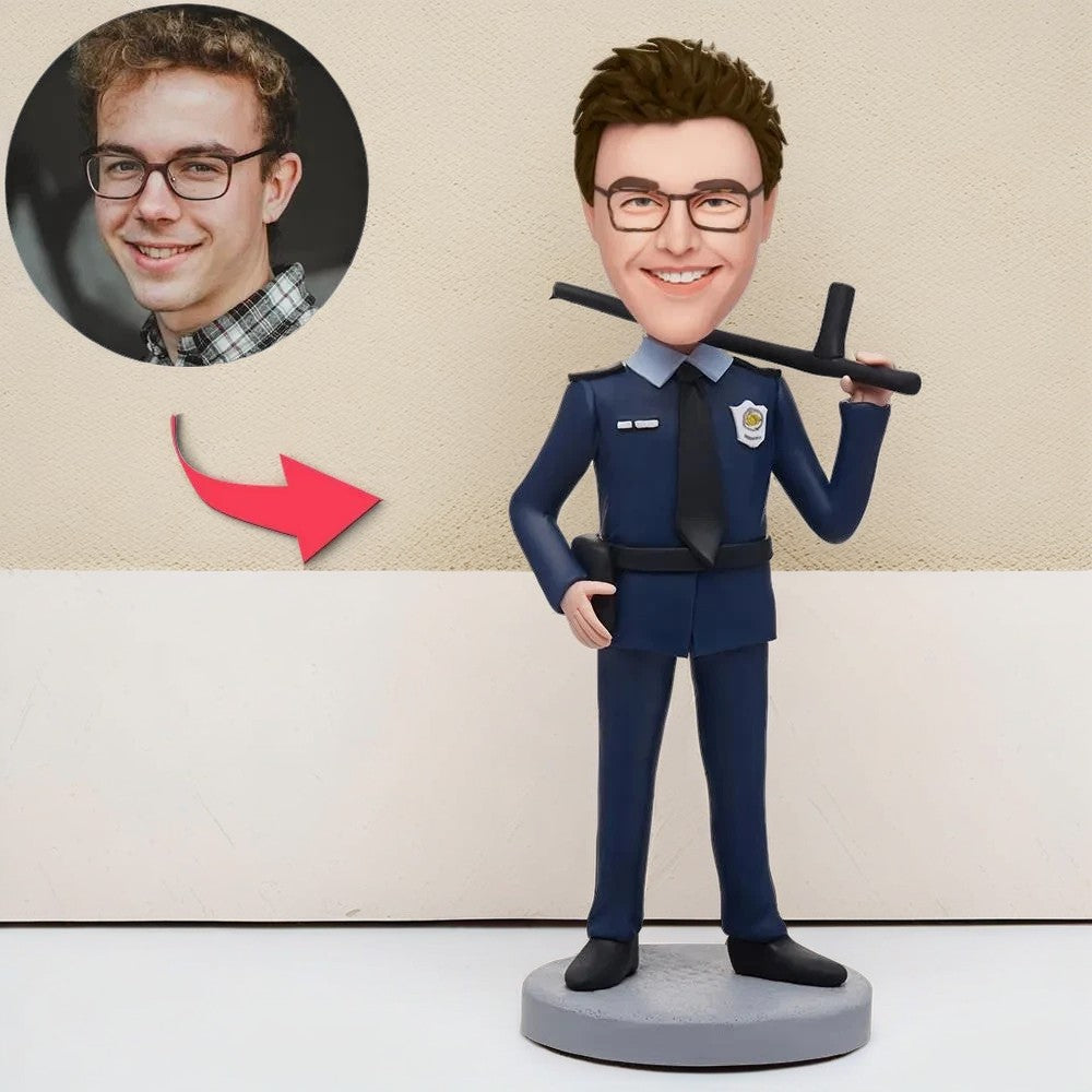 Police-male Custom Bobblehead With Engraved Text