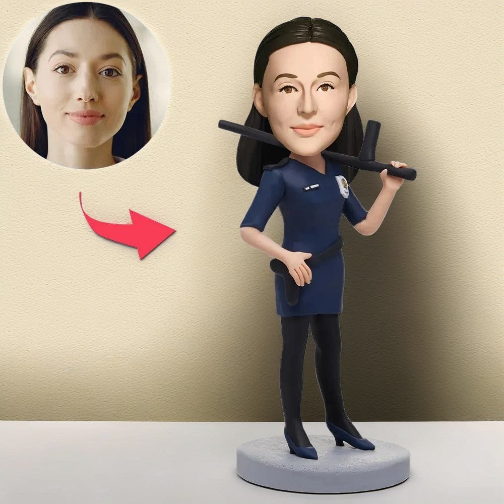 Police-female Custom Bobblehead With Engraved Text