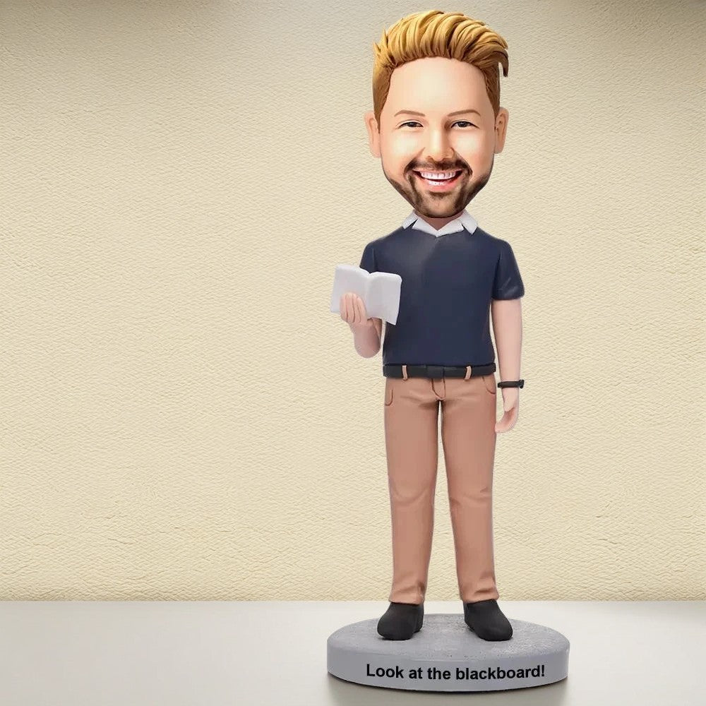 Male Teacher Custom Bobblehead With Engraved Text