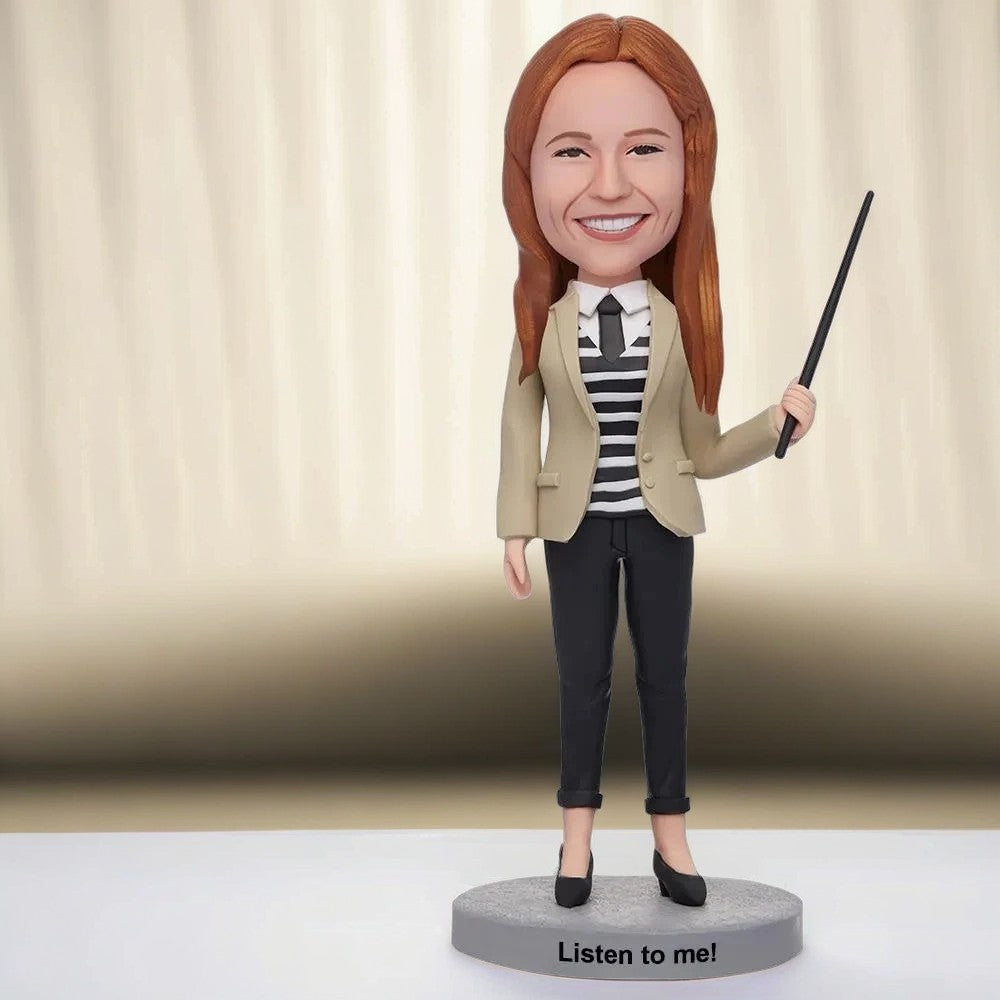 Female Teacher Custom Bobblehead With Engraved Text