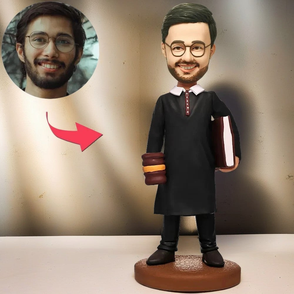 Male Judge Custom Bobblehead With Engraved Text